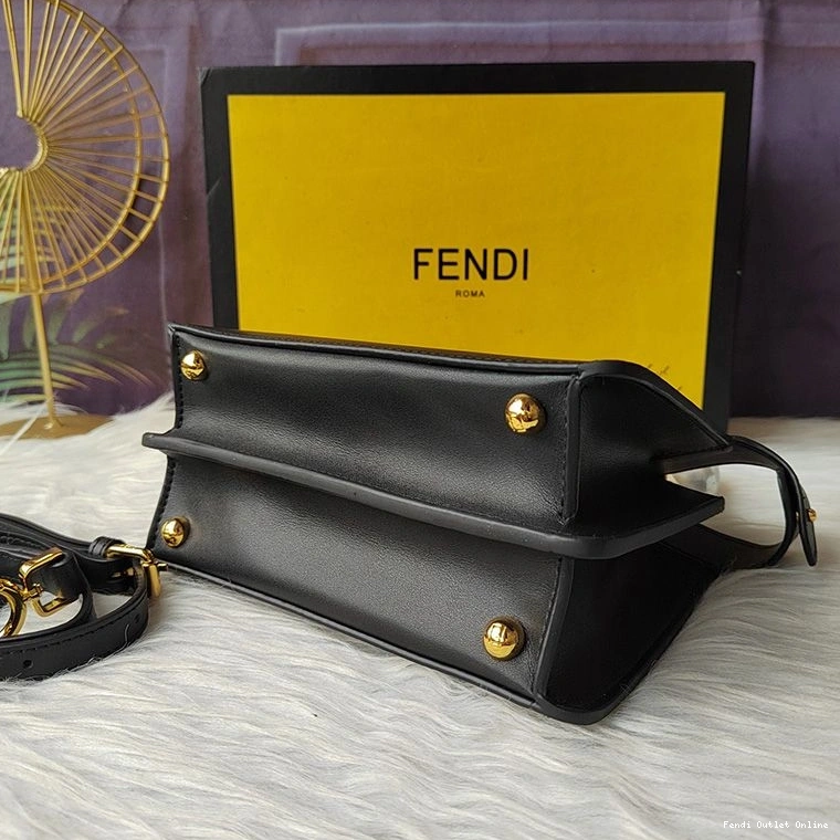Affordable Fendi ISeeU Petite Peekaboo Leather Nappa Black Bag In 0803